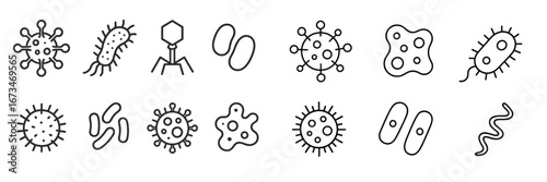 Vector illustration of diverse microorganisms in a clean style