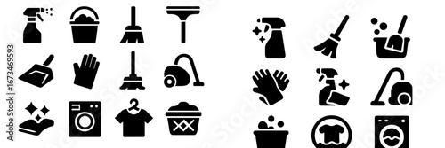 Cleaning tools and supplies in vector illustration format for home use