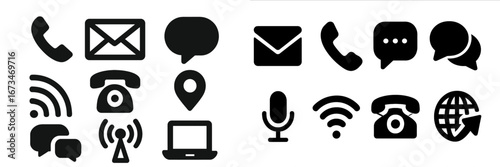 Communication icons representing various methods and technologies