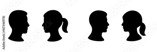 Silhouette of male and female profiles in vector style illustration