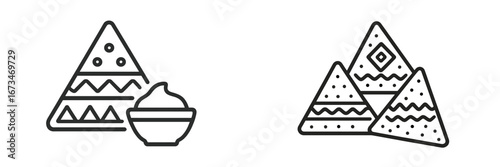 Unique vector illustrations of decorated pyramids and bowls