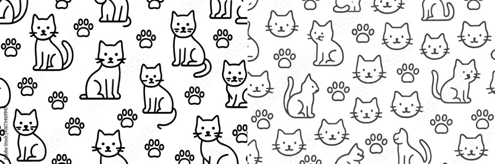 Obraz premium Cute cat patterns in minimalistic vector style for various uses