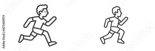 Dynamic vector illustration of running boys in different positions