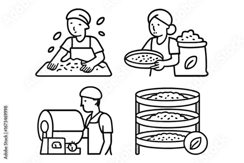 Illustration of traditional baking process with diverse chefs