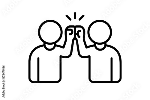 Two people celebrating with fist bumps in simple vector style