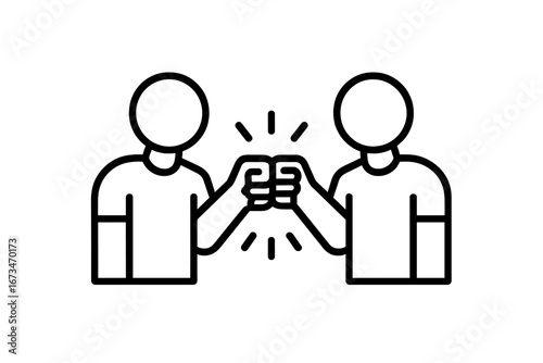 Two people performing a fist bump in a vector illustration