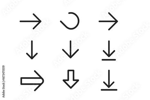 Various directional arrows and symbols in simple vector design