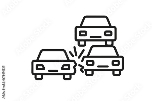 Vector art of three cars in a collision