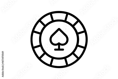 Vector illustration of a casino chip with an ace of spades design