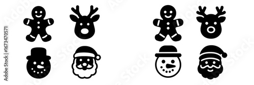 Christmas themed vector illustration of holiday characters and symbols