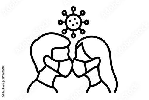 Couple in masks sharing a kiss during a pandemic moment