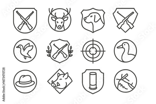 Vector illustrations of hunting and wildlife in a stylish design