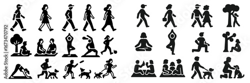 Vector illustration of various people engaging in outdoor activities