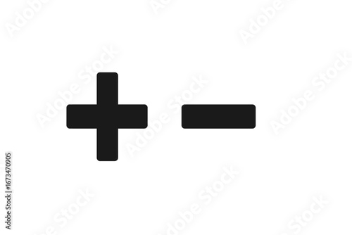 Plus and minus symbols isolated for mathematical representation
