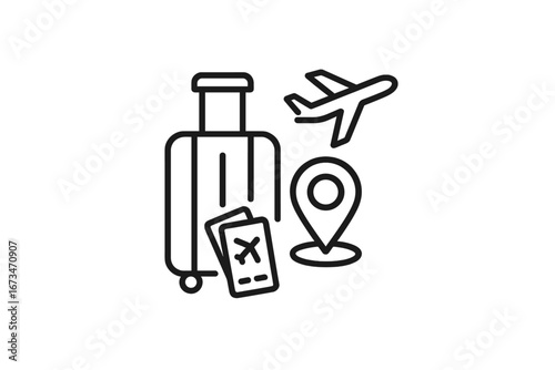 Travel essentials for a successful journey with suitcase and flight