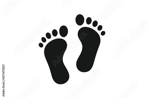 Black vector illustration of bare feet on white background