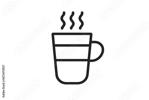 Simple outline of a steaming cup on a white background
