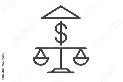 Symbol of balance between law and finance in vector illustration