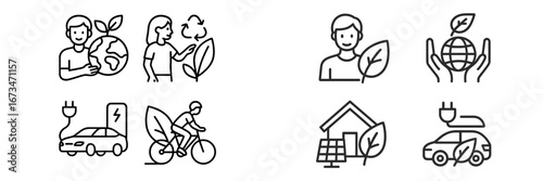 Sustainable living concepts represented through vector illustrations