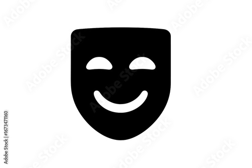 Smiling theater mask icon as a symbol of happiness and performance