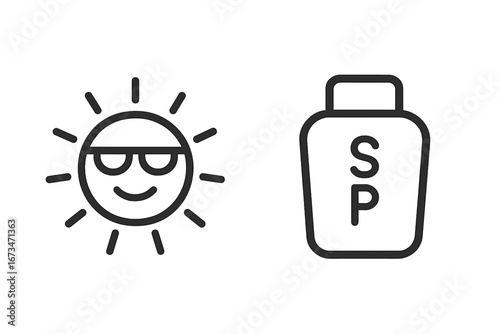 Sun character and sunscreen bottle illustration for summer protection