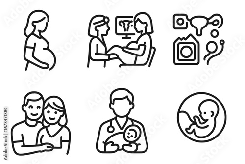 Vector illustration of maternity and healthcare activities