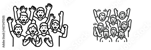 Crowd cheering and celebrating in a lively event atmosphere