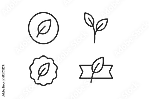 Vector illustrations of leaves with varying designs and styles