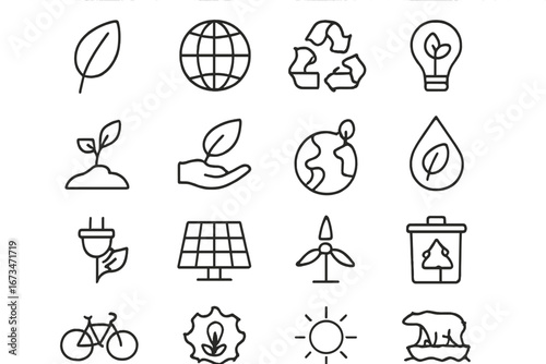 Vector illustration of eco-friendly symbols and environmental elements