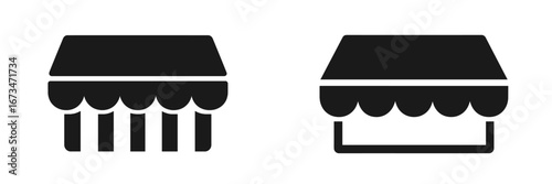 Vector illustration of two market stalls for outdoor shopping