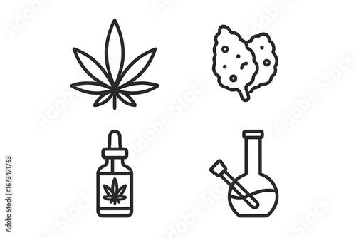 Vector illustration of cannabis elements for wellness and relaxation