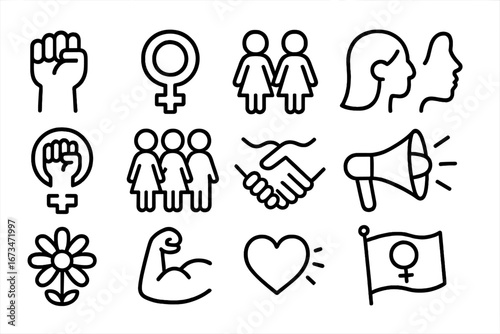 Empowering symbols of feminism and equality in vector illustration