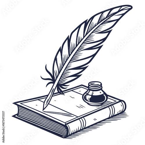 feather pen and inkwell