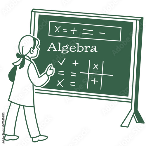 teacher with blackboard