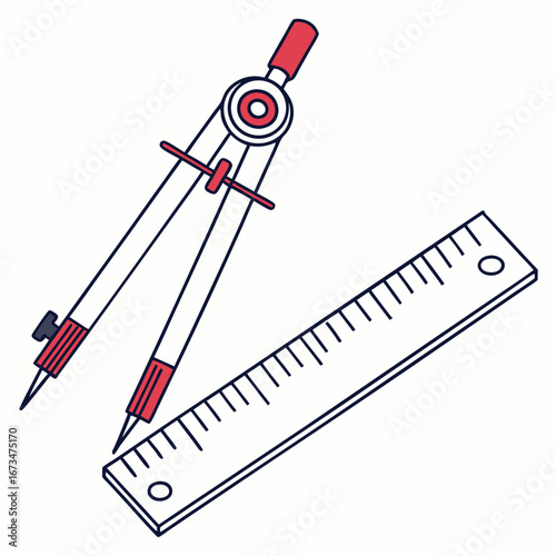vector illustration of a pencil and ruler