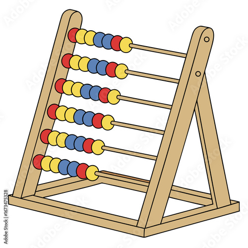 wooden abacus on white background