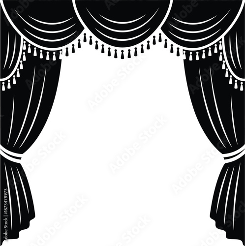 Elegant Stage Curtains Silhouette