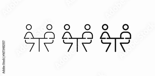 people sitting table icon sign vector