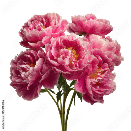 Beautiful Pink Peonies in Full Bloom on a Transparent Background