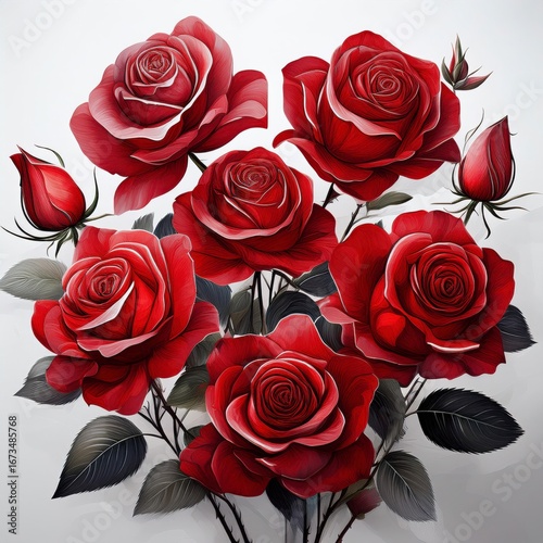red roses on white background