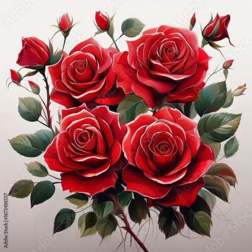 red roses on white background