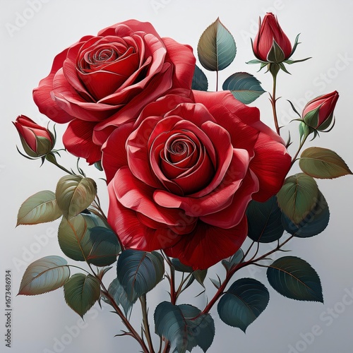 red roses on white background