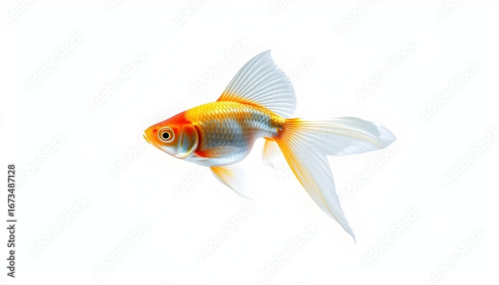Fototapeta premium Goldfish protected on white background.