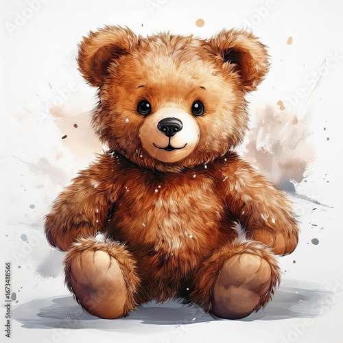 cute teddy bear watercolor digital illustration