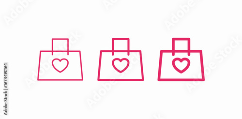 heart gift bag icon sign vector