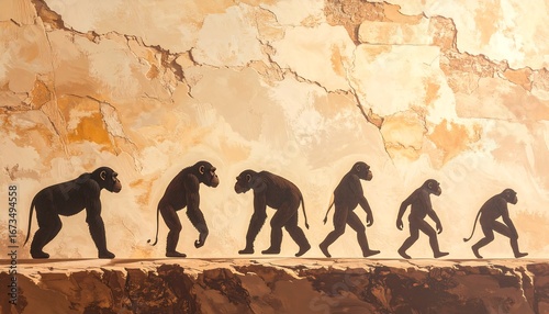 Evolution of man, painted on a wall