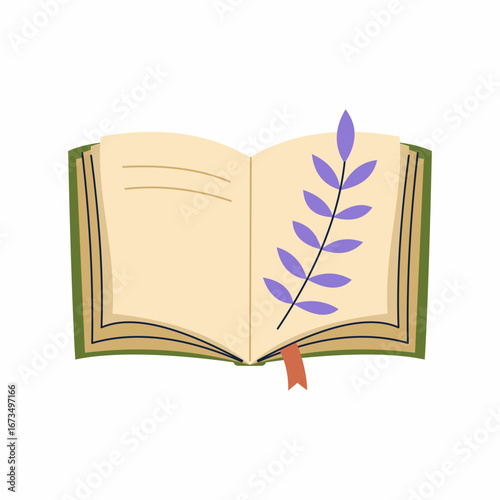 open book on white background. postcard decoration element