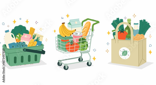 shopping cart with flowers