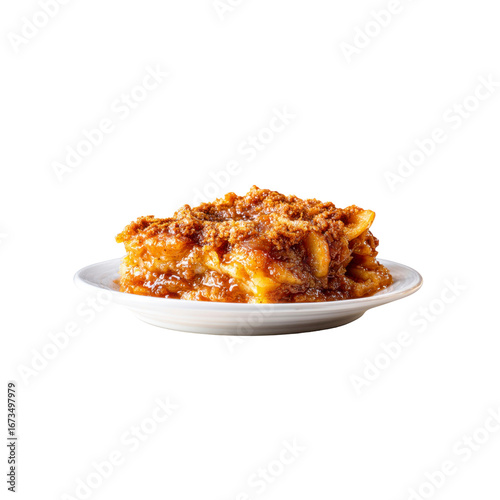 Delicious Apple Crisp Dessert on White Plate