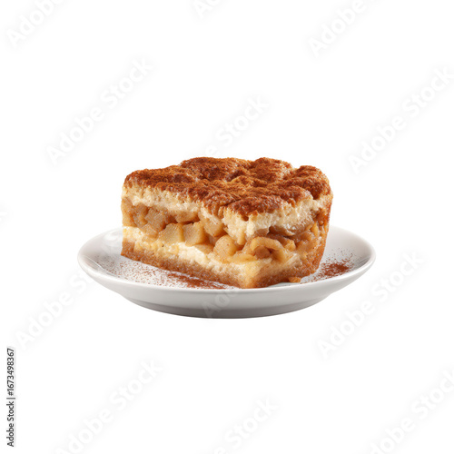 Delicious Apple Tiramisu Dessert on White Plate